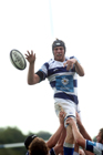 Tynedale's Richard Boyle wins the line-out against Blaydon